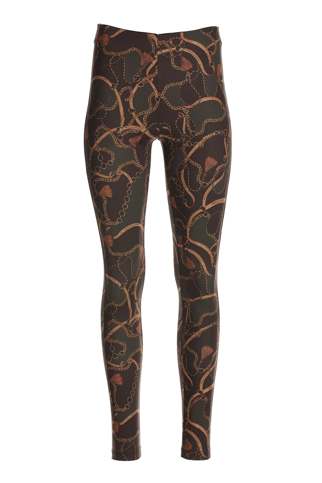 Status Print Ponte Knit Pull On Legging Green Multi