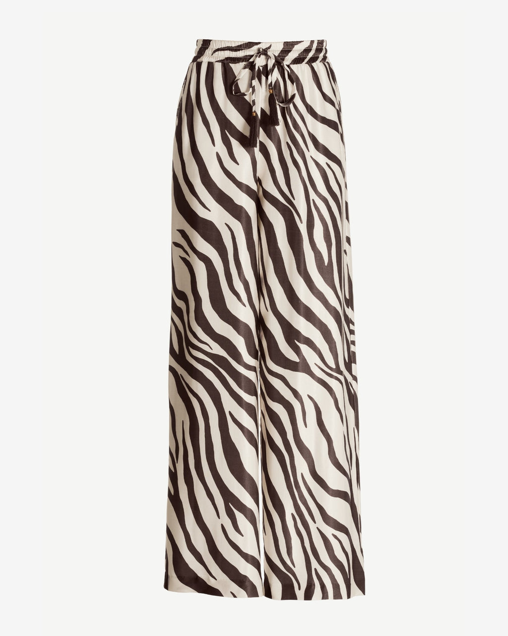 Malibu Chocolate Zebra Drawstring Wide Leg Pant Brown/Off White