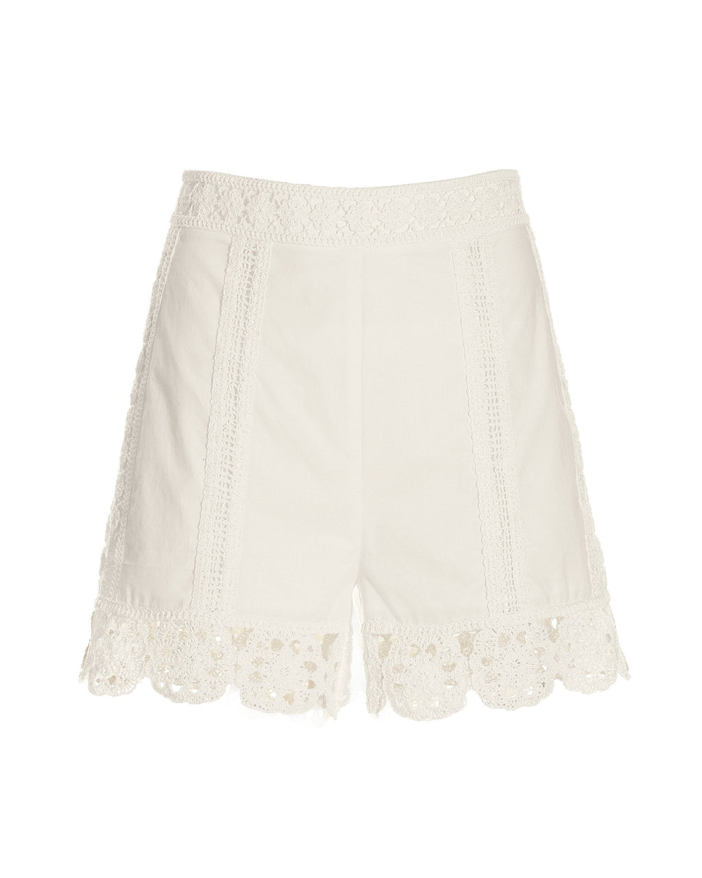 Crochet Hem Short White