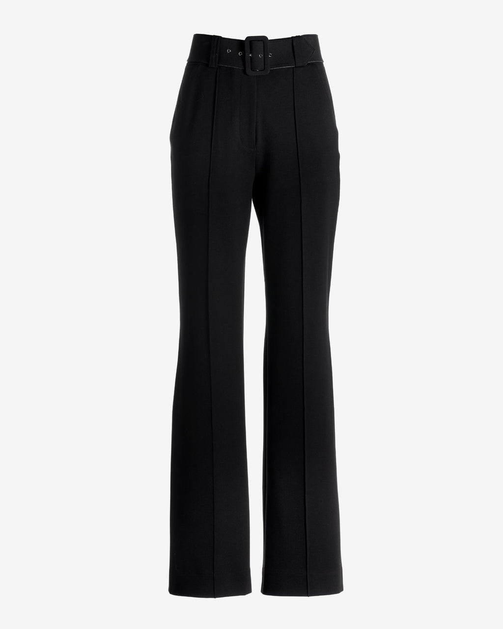 Malibu Belted Ponte High Waist Wide Leg Trouser Pant Black