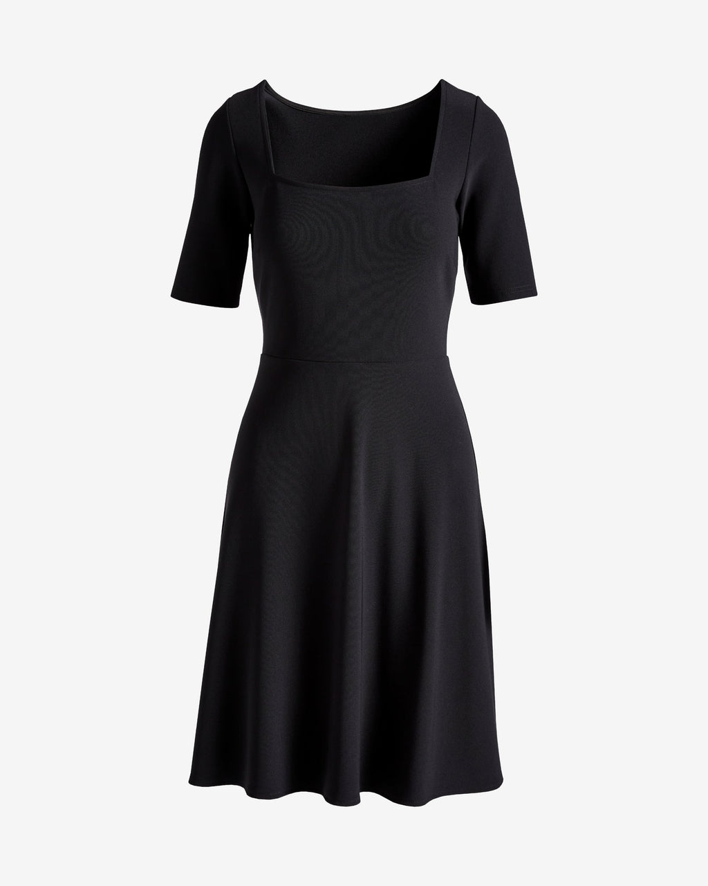 Beyond Travel Square Neck Fit and Flare Dress Jet Black