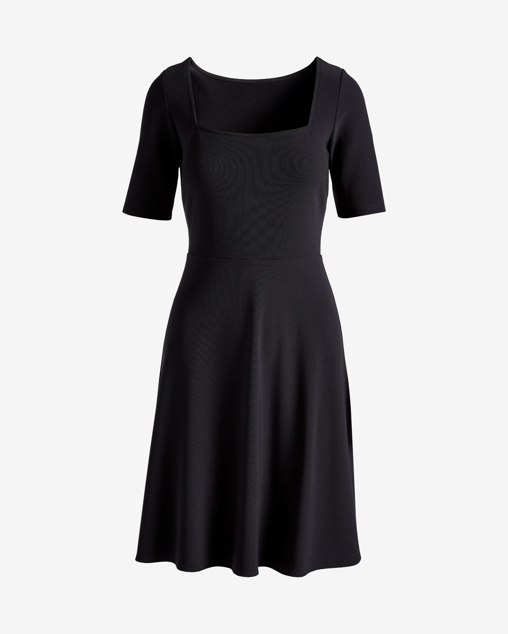 Beyond Travel Square Neck Fit and Flare Dress Jet Black