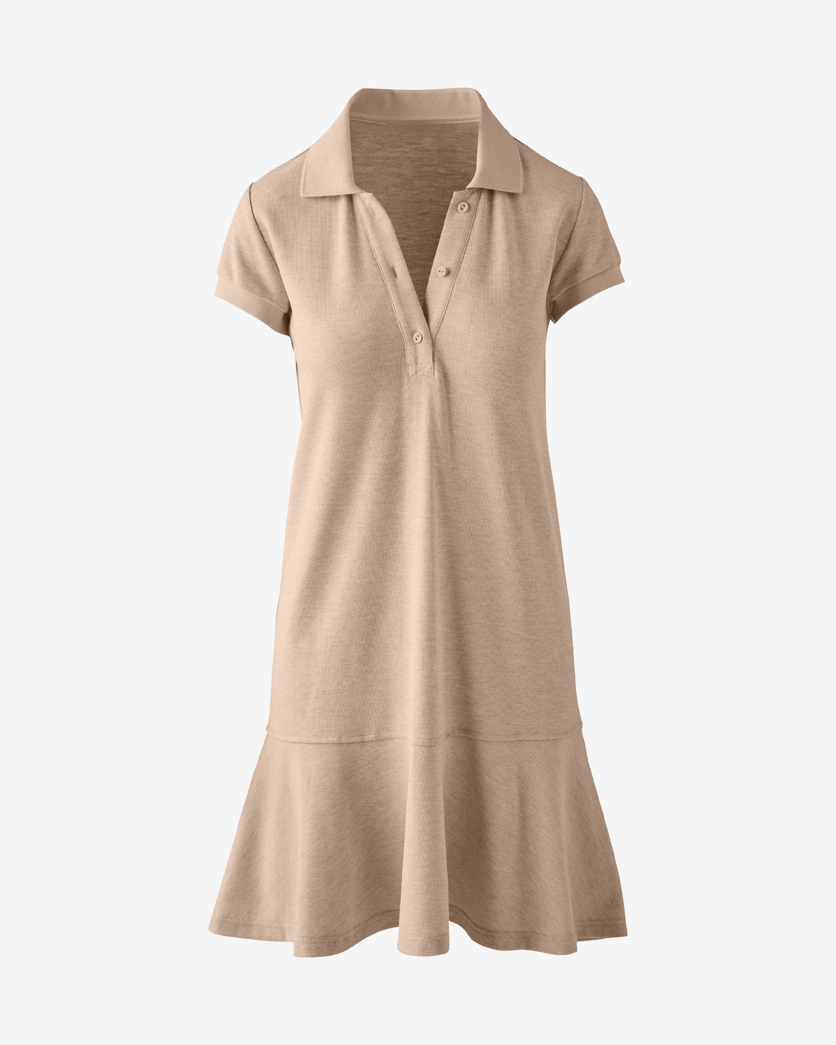 Pique Knit Shirt Dress Heather Oatmeal
