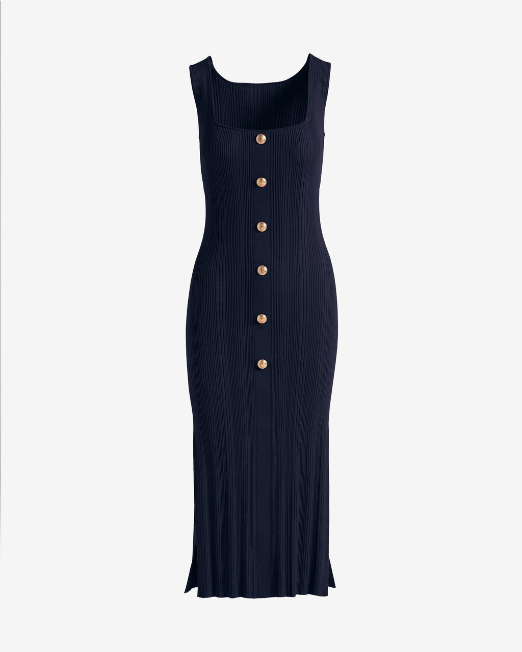 Crested Button Sweater Dress Navy