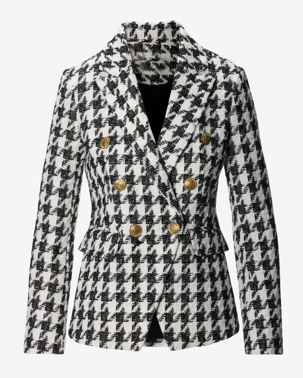 Houndstooth Double Breasted Blazer Black/White
