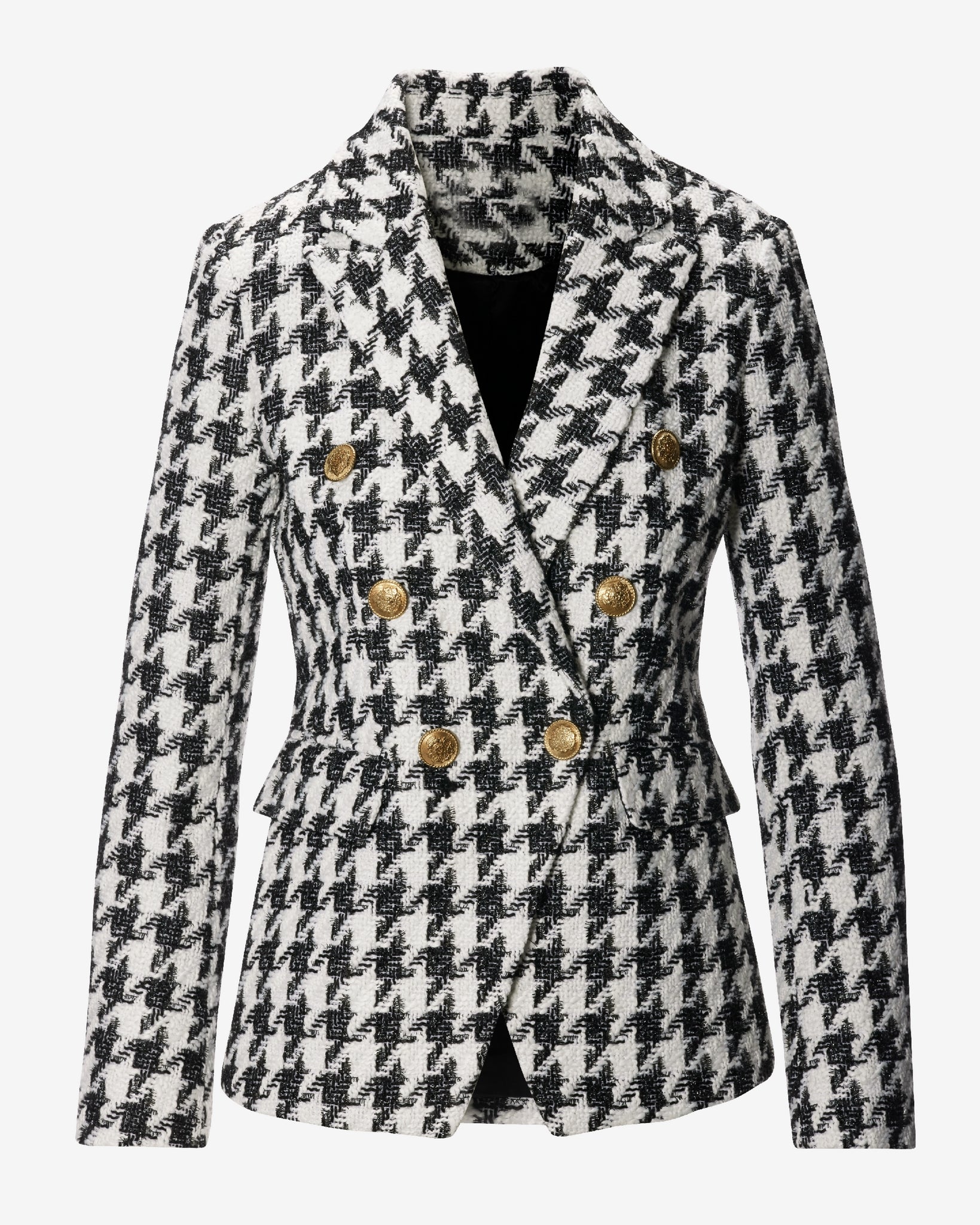 Houndstooth Double Breasted Blazer Black/White