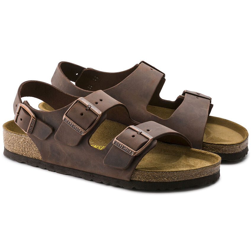 Birkenstock Milano Natural Leather Oiled in Habana