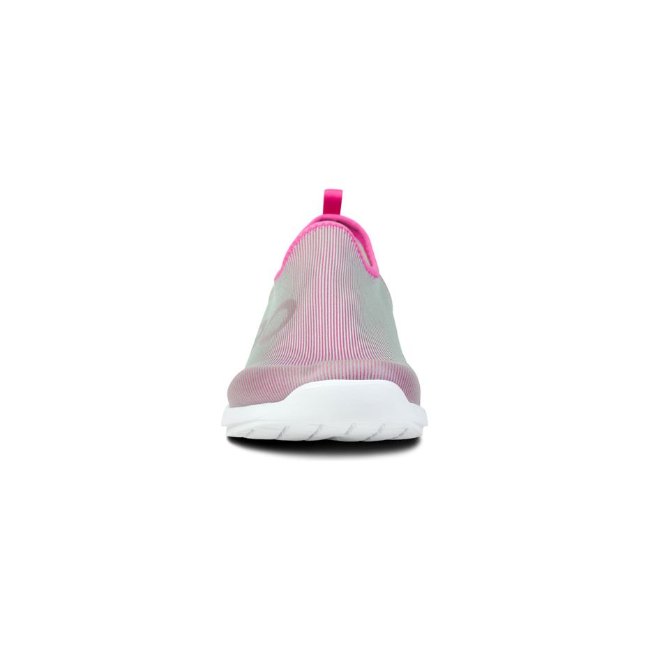 OOFOS Women's OOmg Sport Low Shoe in White/Fuschia