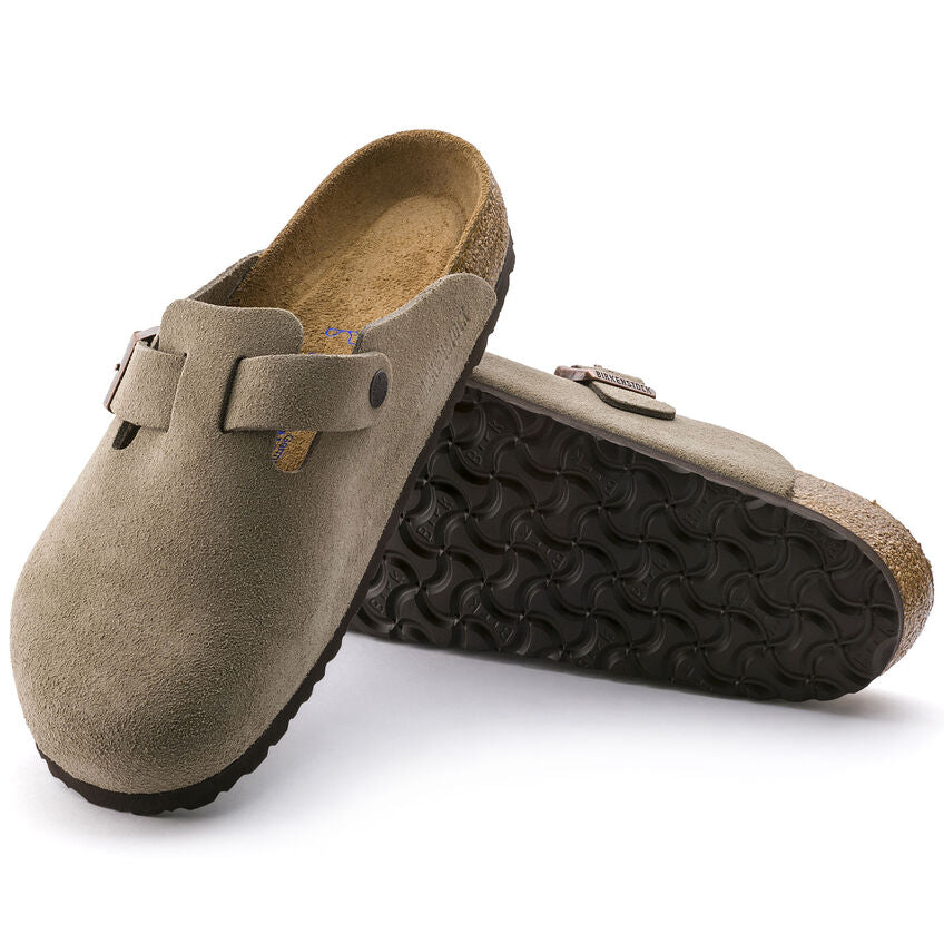 Birkenstock Boston Soft Footbed Suede Leather in Taupe