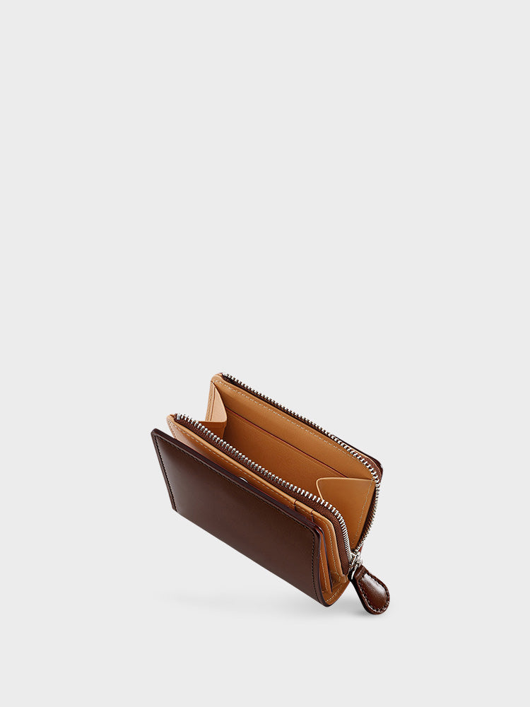 CORDOVAN L zip bi-fold wallet