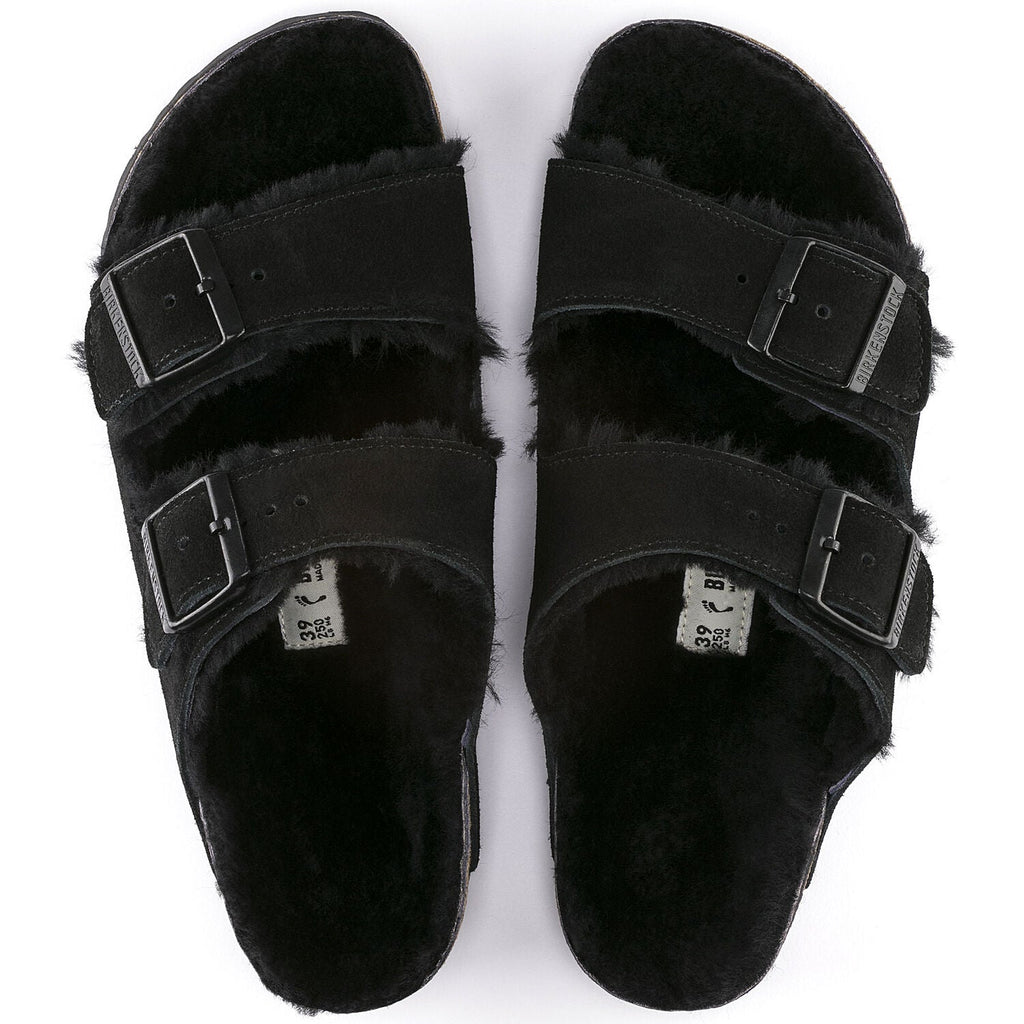 Birkenstock Arizona Shearling Suede Sandal in Black
