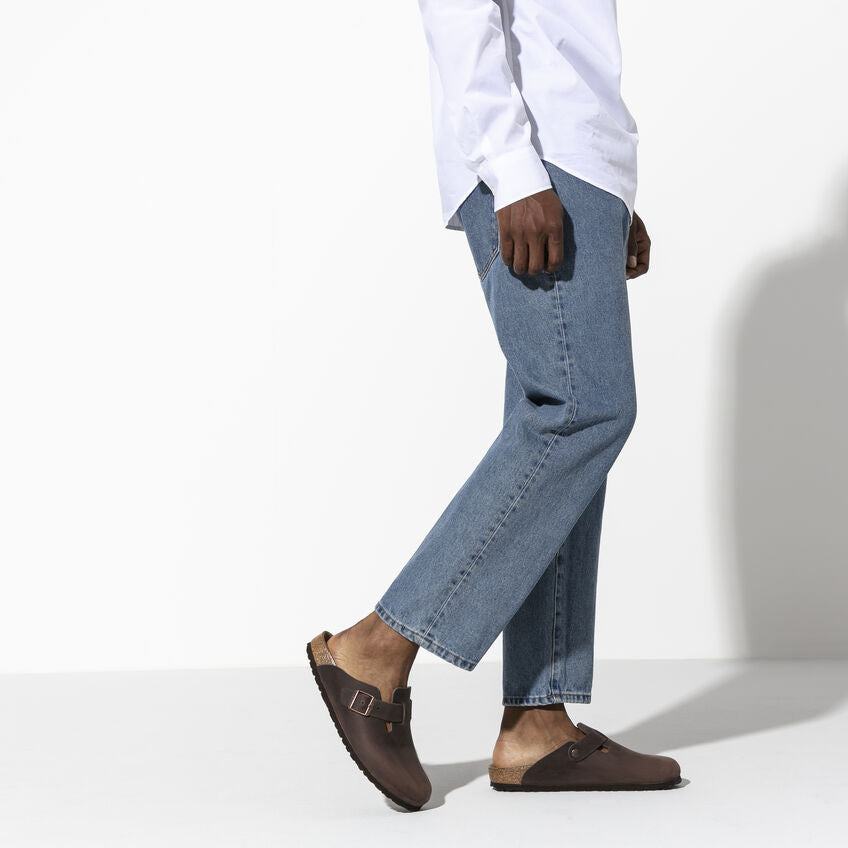 Birkenstock Boston Oiled Leather Classic Footbed Clog in Habana