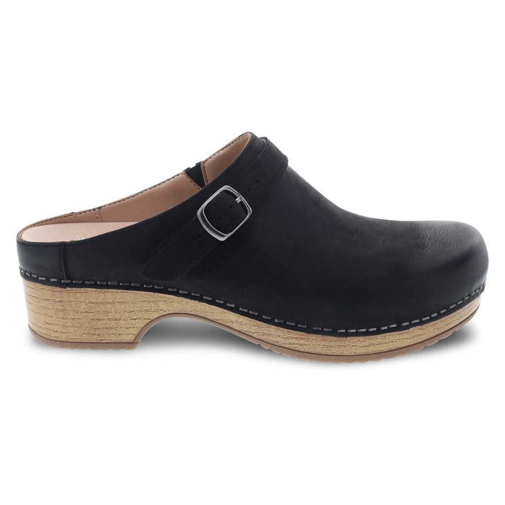 Dansko Women's Brenna in Black Burnished Suede Clog
