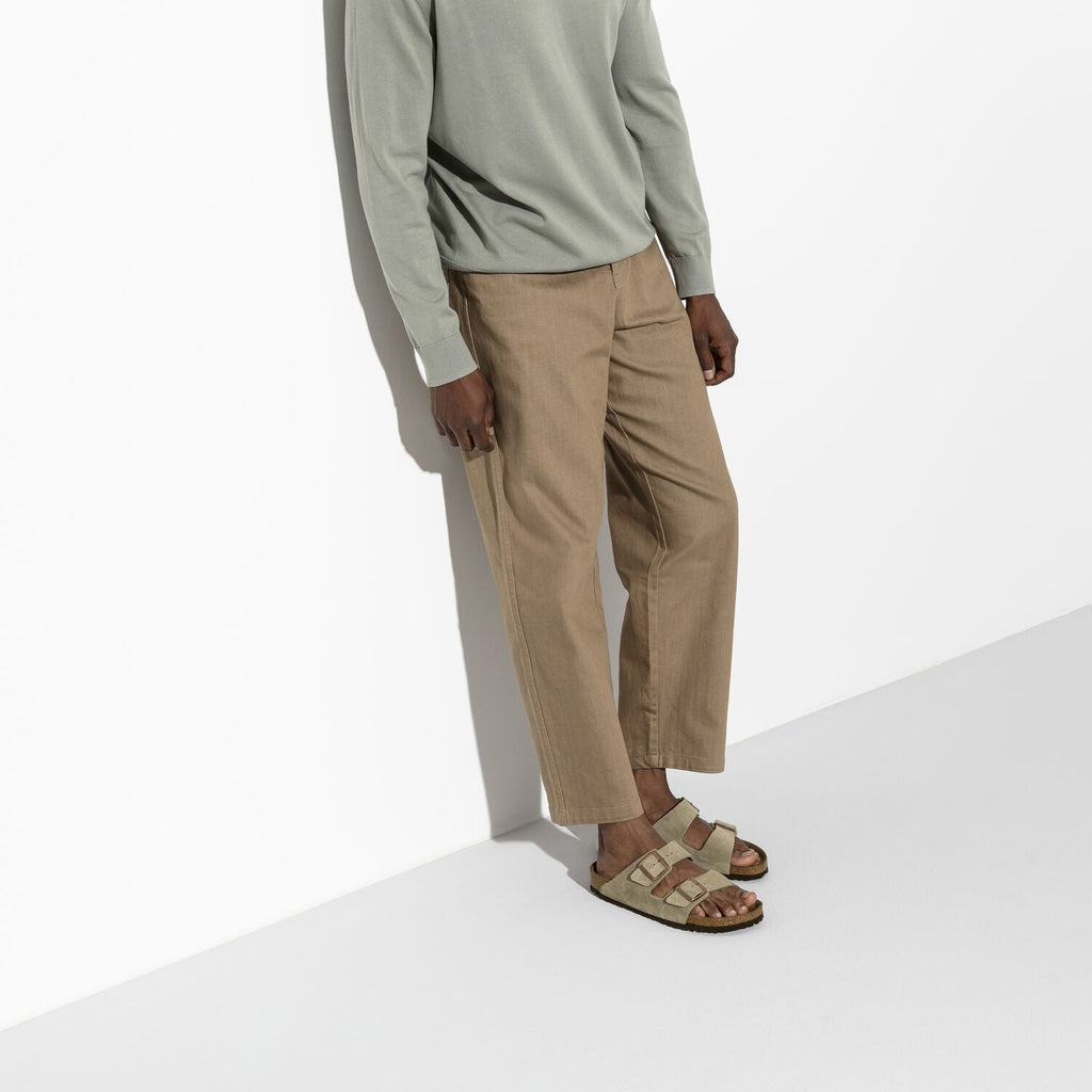 Birkenstock Arizona Suede Leather Soft Footbed Sandal in Taupe