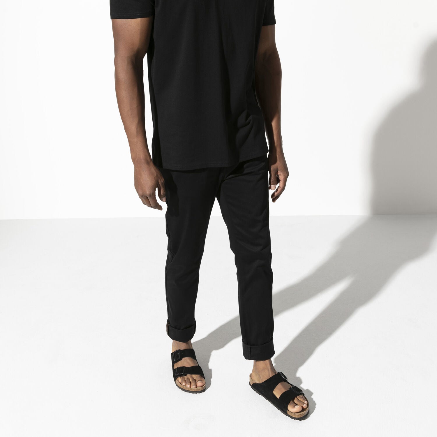 Birkenstock Arizona Suede Leather Soft Footbed Sandal in Black