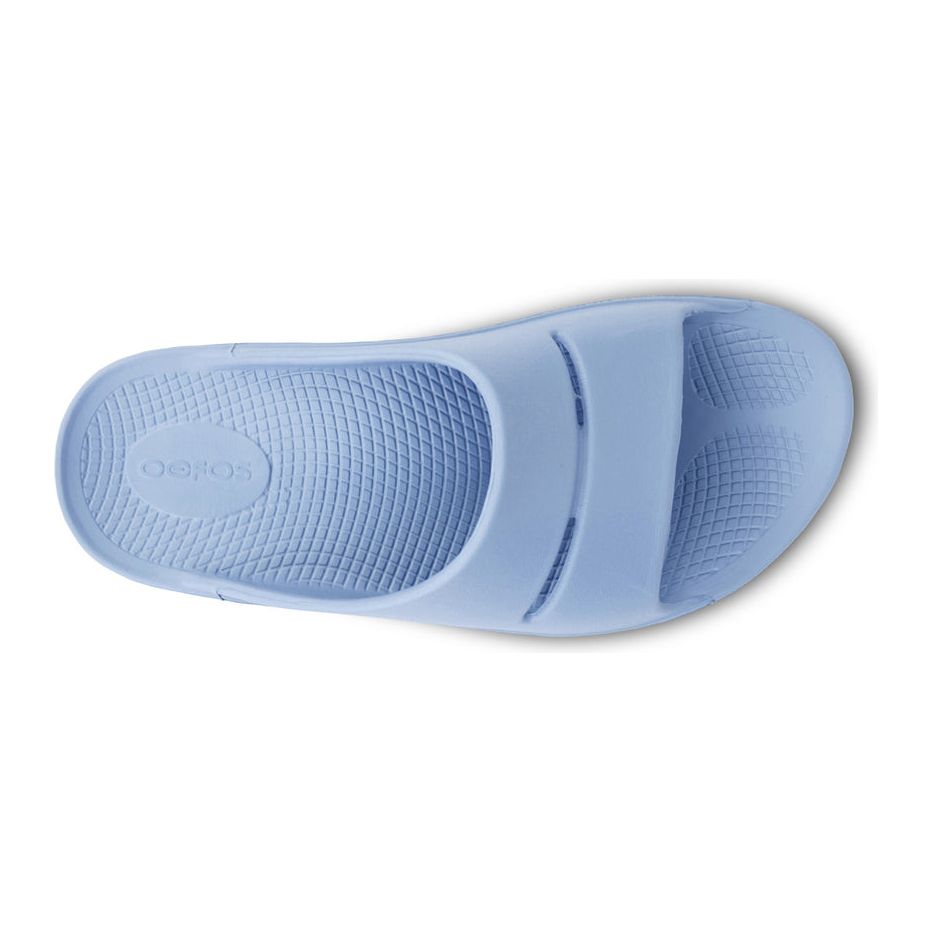 OOFOS Unisex Ooahh Slide Sandals in Neptune Blue