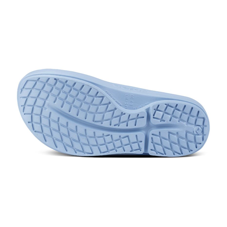 OOFOS Unisex Ooahh Slide Sandals in Neptune Blue