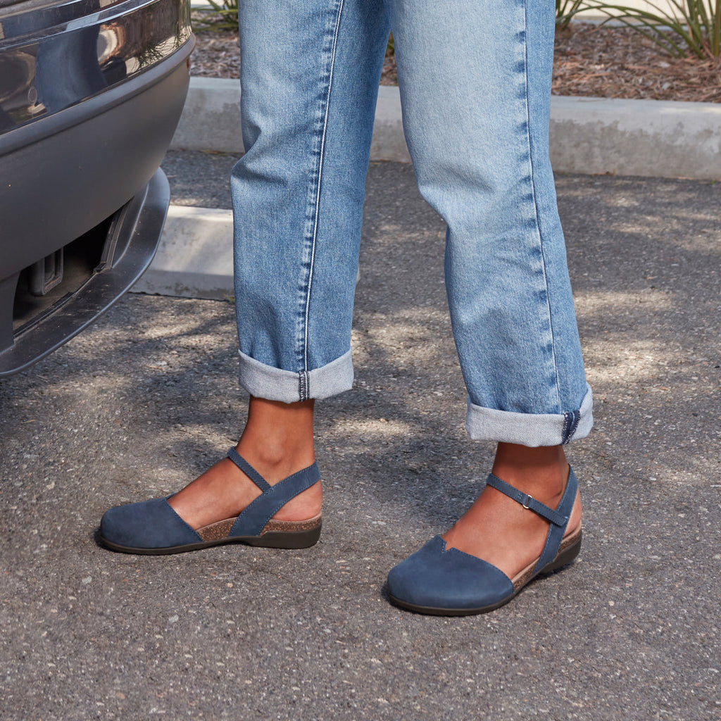 Dansko Women's Rowan in Navy Milled Nubuck Mary Jane