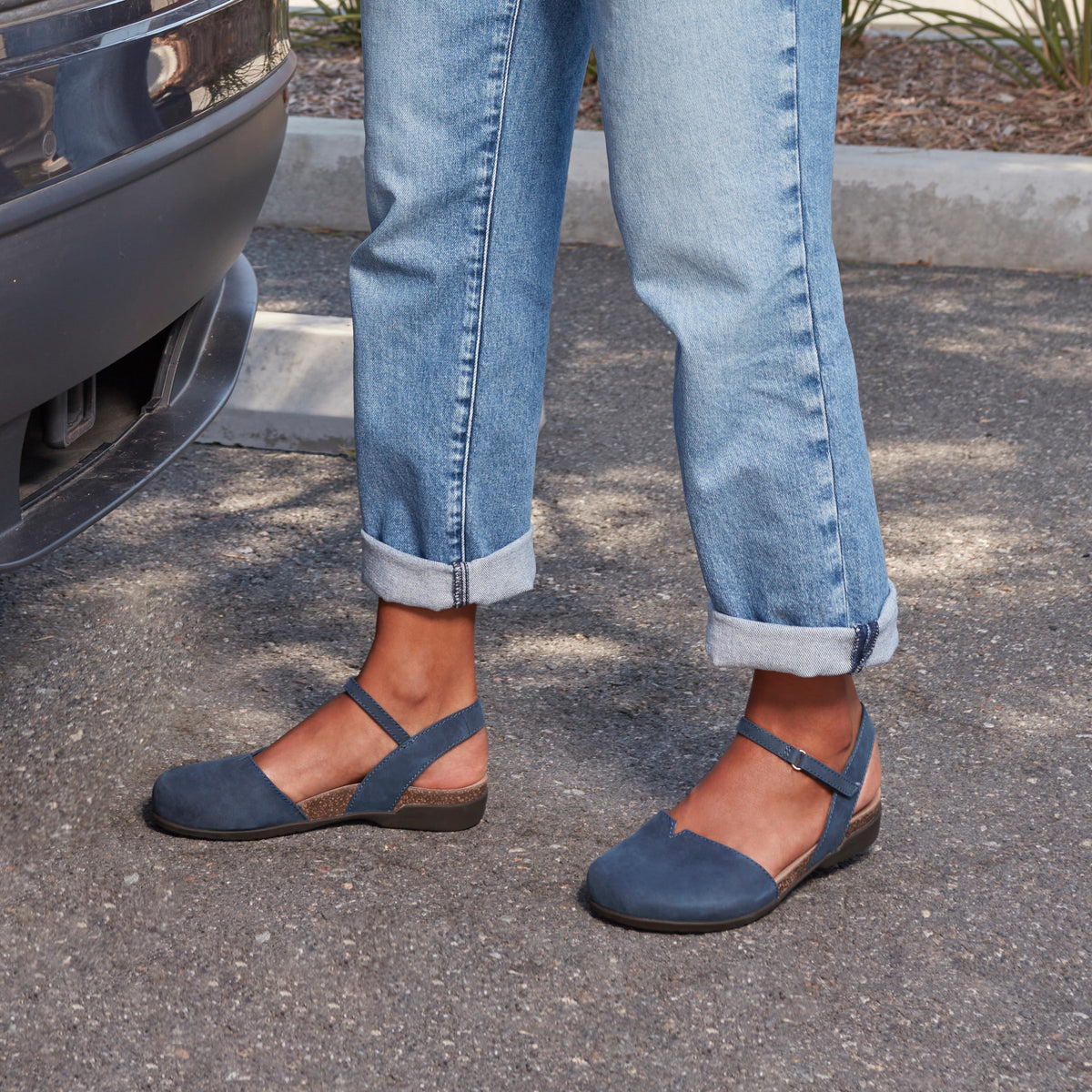 Dansko Women's Rowan in Navy Milled Nubuck Mary Jane