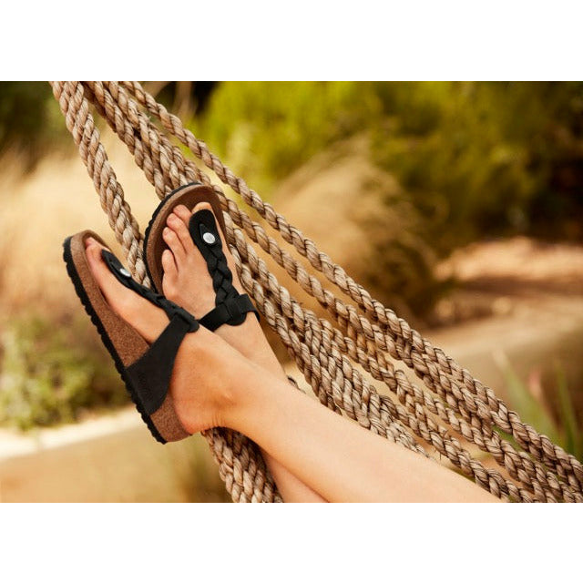 Birkenstock Gizeh Braid Oiled Leather Sandal in Black