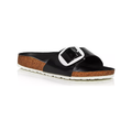 Birkenstock Madrid Big Buckle Natural Leather Patent in High Shine Black White