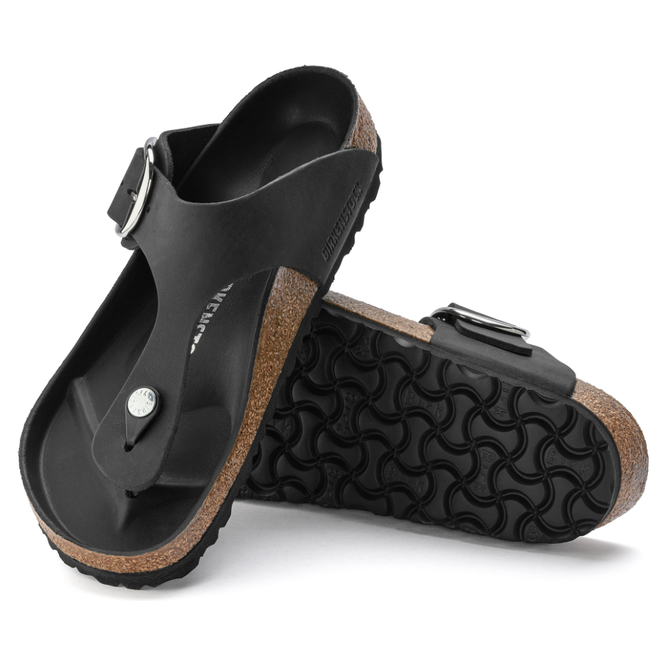 Birkenstock Women Gizeh Big Buckle Oiled Leather in Black