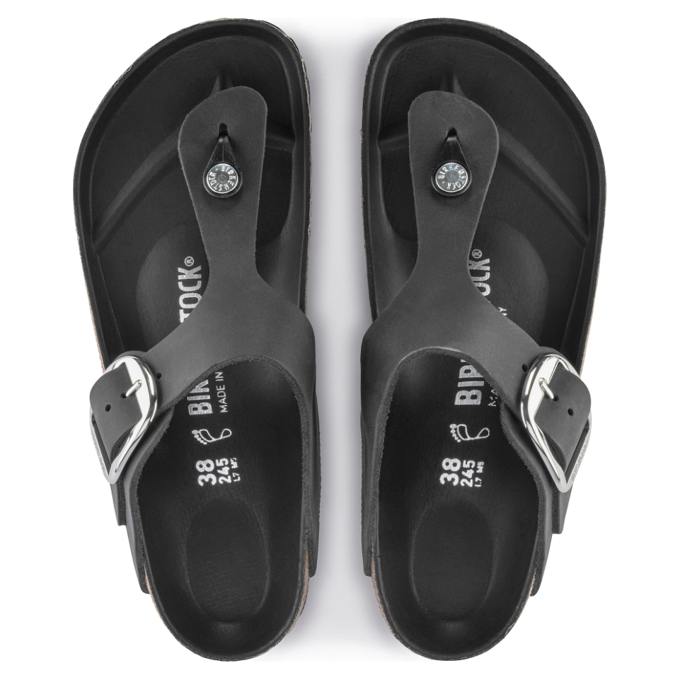 Birkenstock Women Gizeh Big Buckle Oiled Leather in Black
