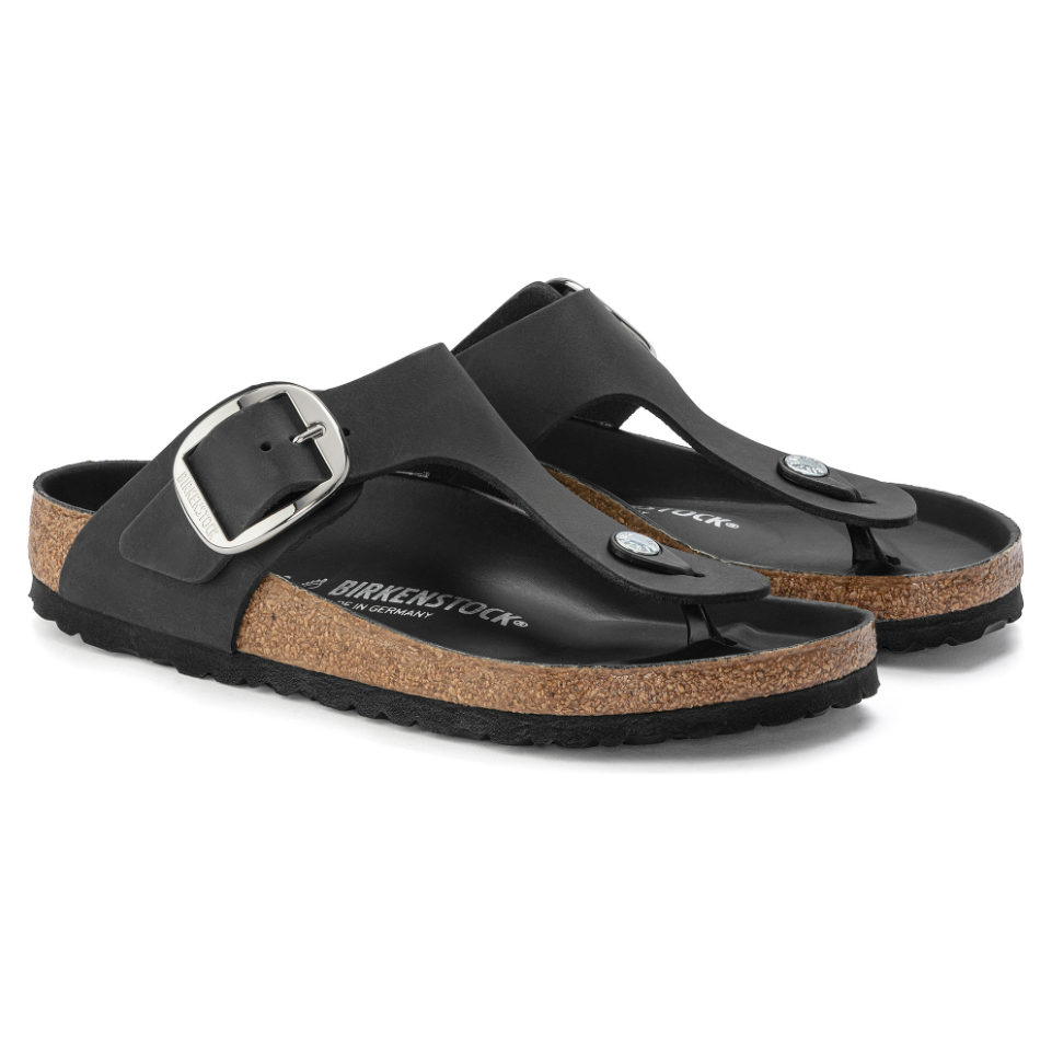 Birkenstock Women Gizeh Big Buckle Oiled Leather in Black
