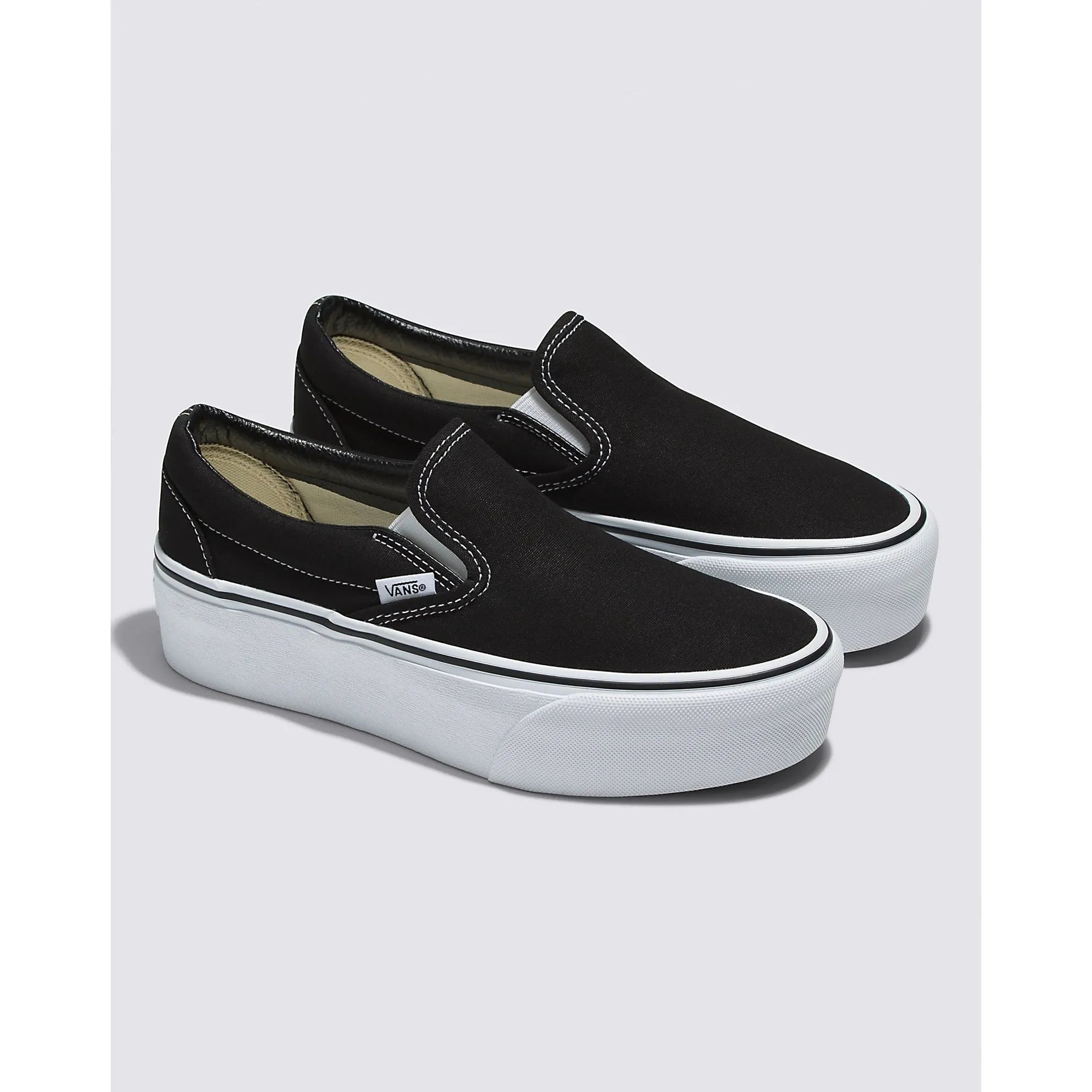 Vans Classic Slip-On Stackform Shoe in Black Classic White