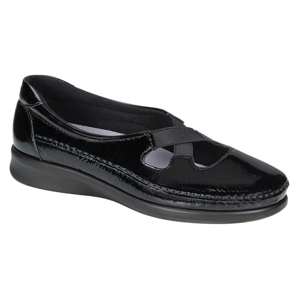 SAS Women's Crissy Slip on Loafer in Black Patent Wide