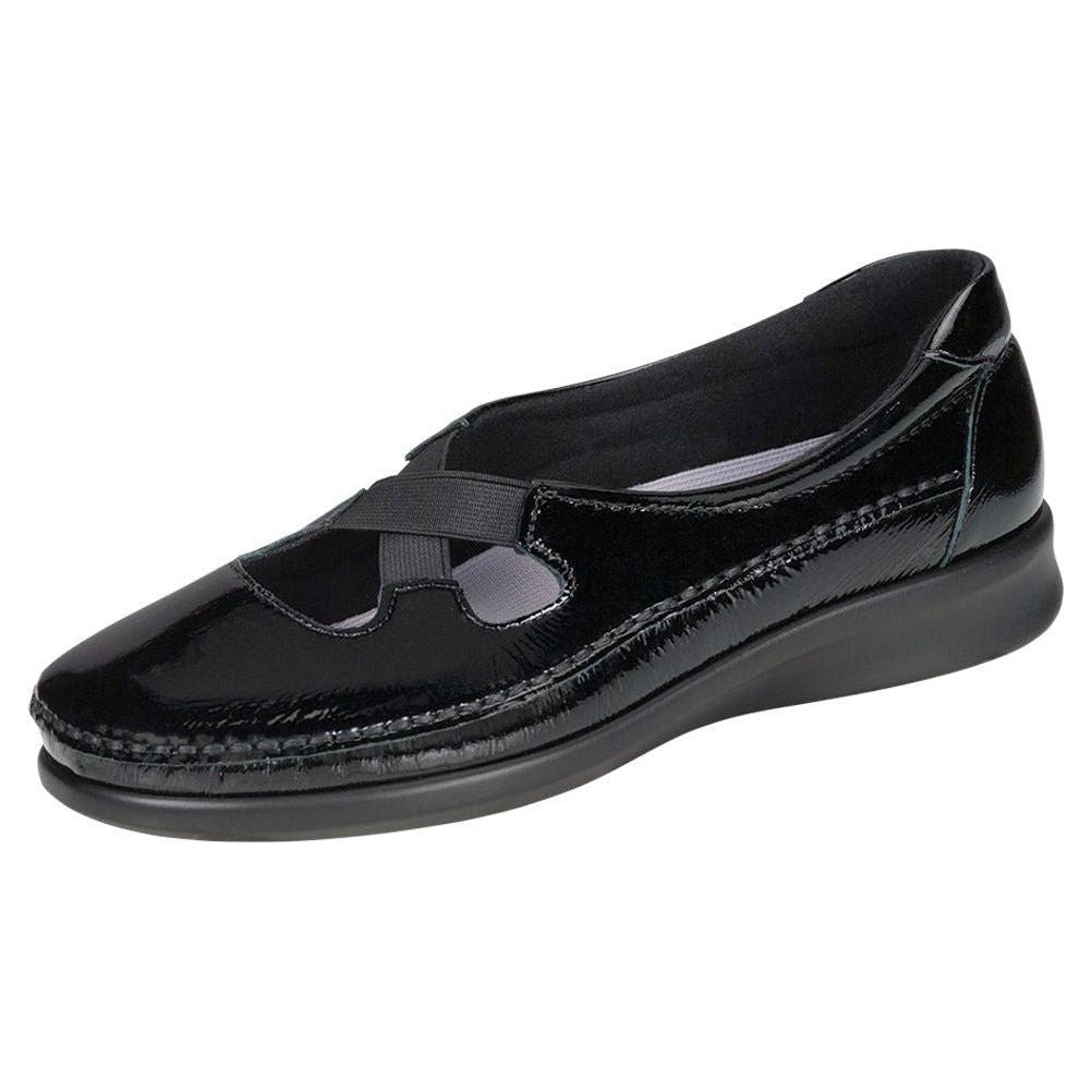SAS Women's Crissy Slip on Loafer in Black Patent Wide
