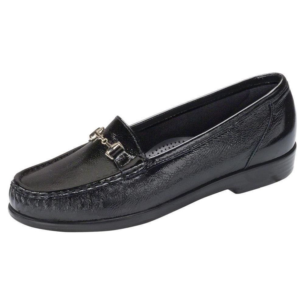 SAS Women's Metro Slip-On Loafer in Patent Black Wide