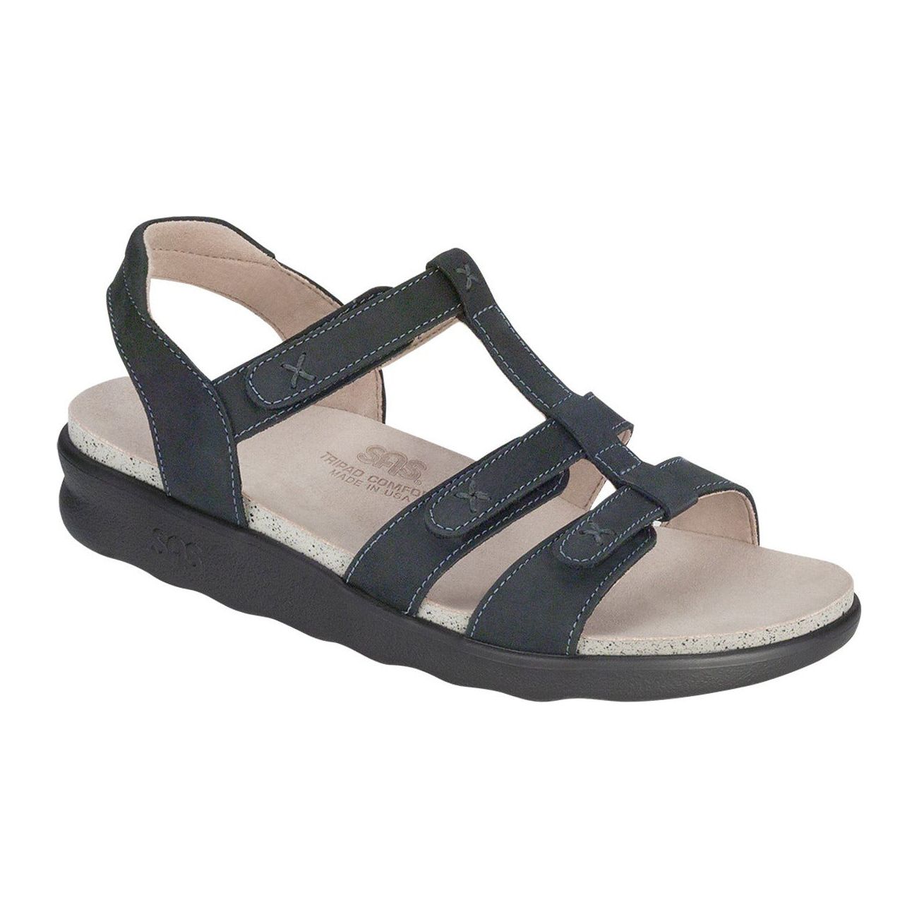 SAS  Women's Sorrento T-Strap Sandal in Nero Wide