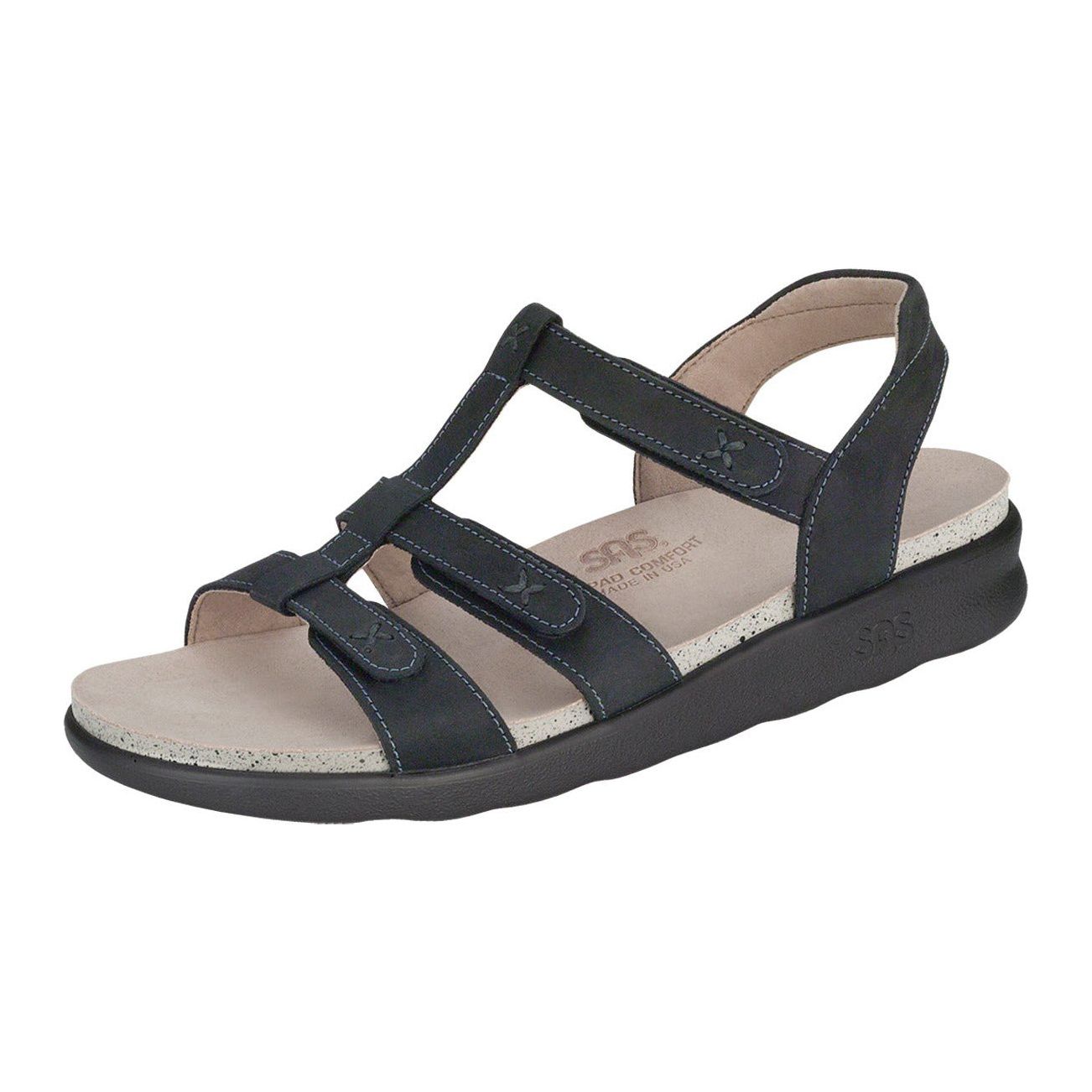 SAS  Women's Sorrento T-Strap Sandal in Nero Wide
