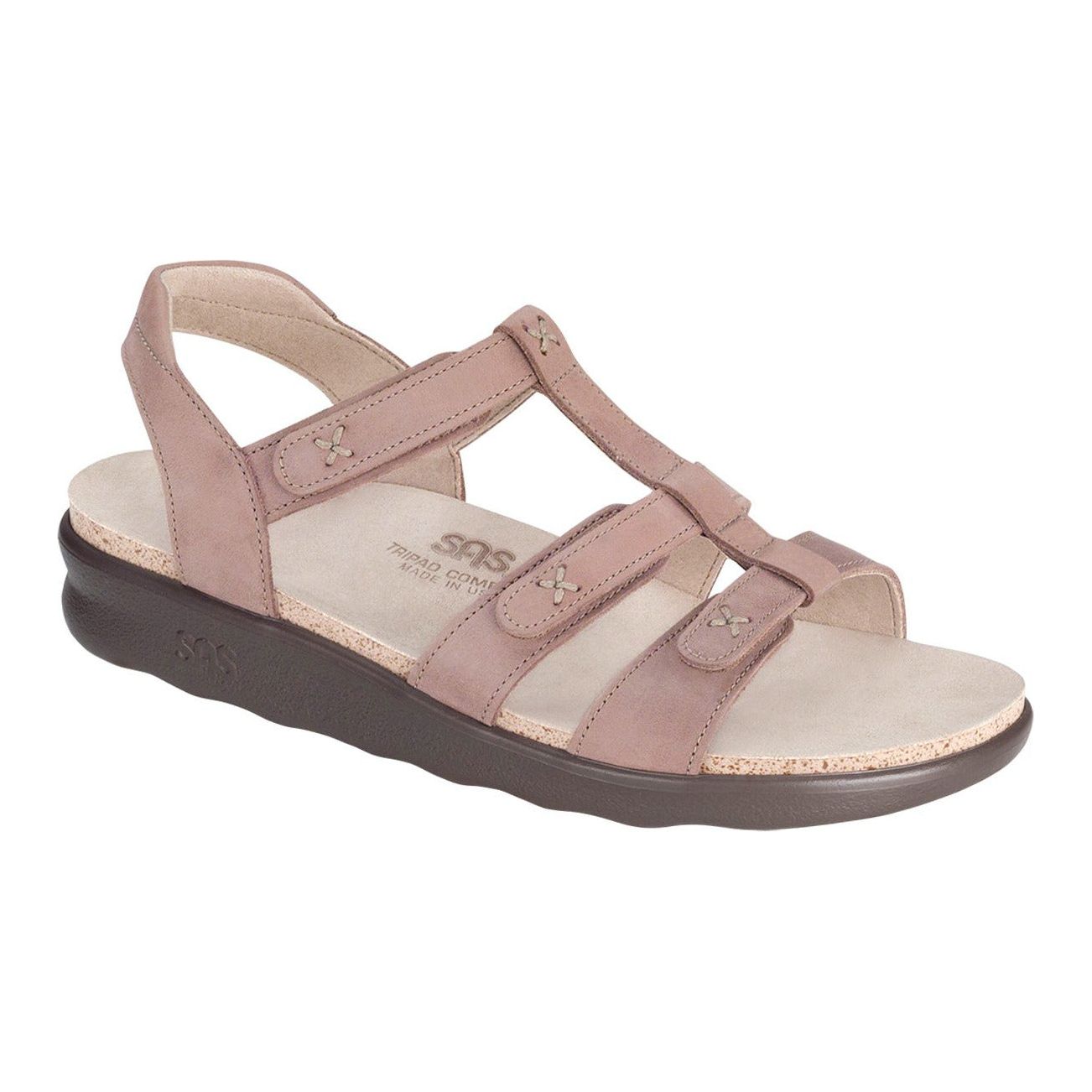 SAS Women's Sorrento T-Strap Sandal in Praline Wide