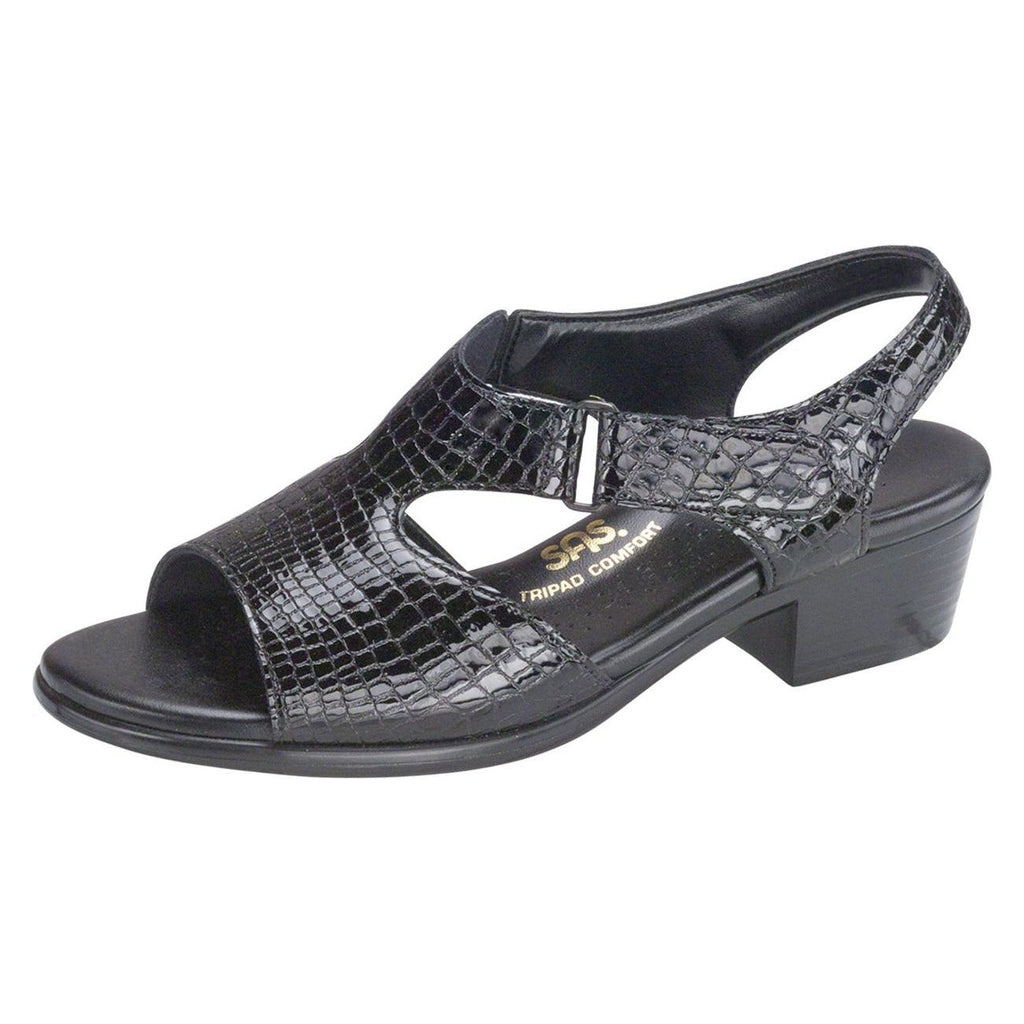 SAS Women's Suntimer Heel Strap Sandal in Black Croc Wide