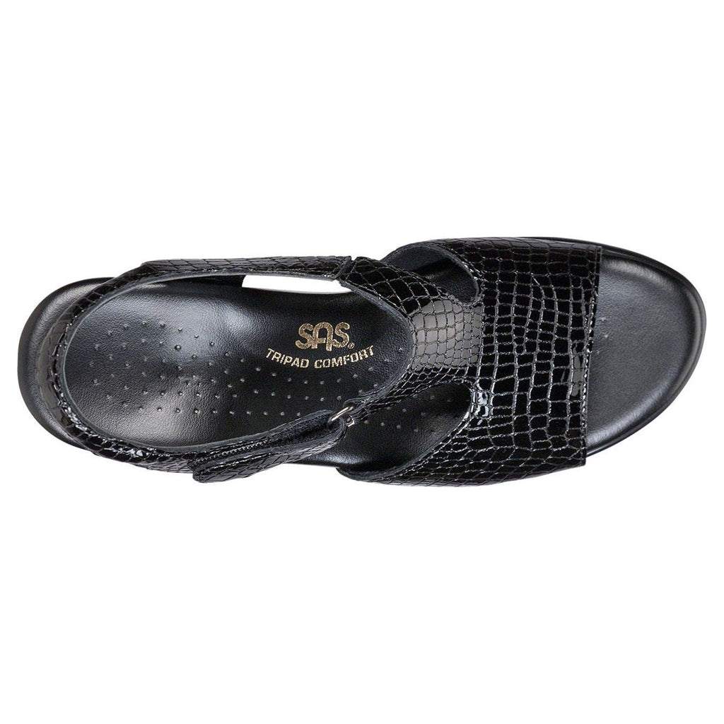 SAS Women's Suntimer Heel Strap Sandal in Black Croc Wide