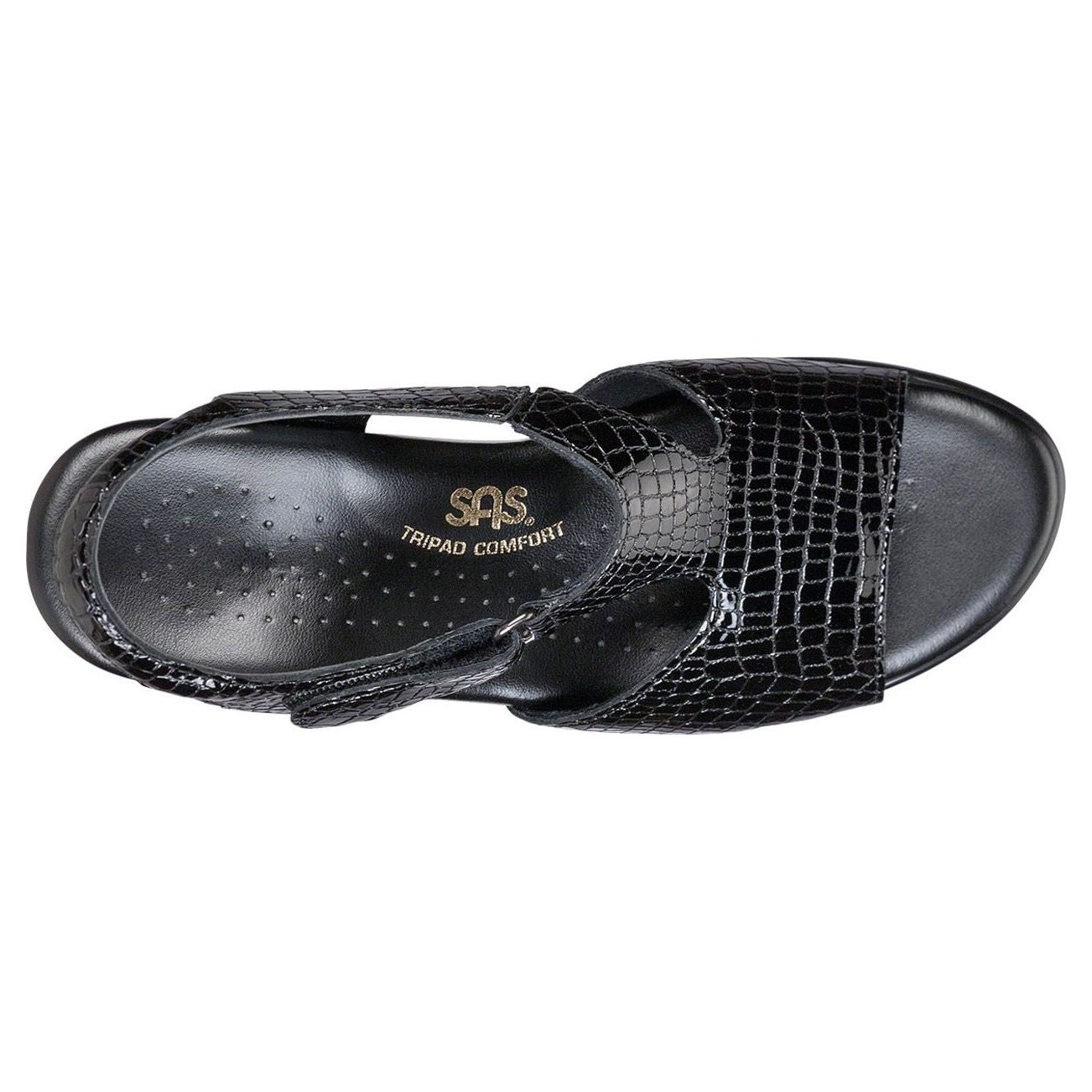SAS Women's Suntimer Heel Strap Sandal in Black Croc Wide