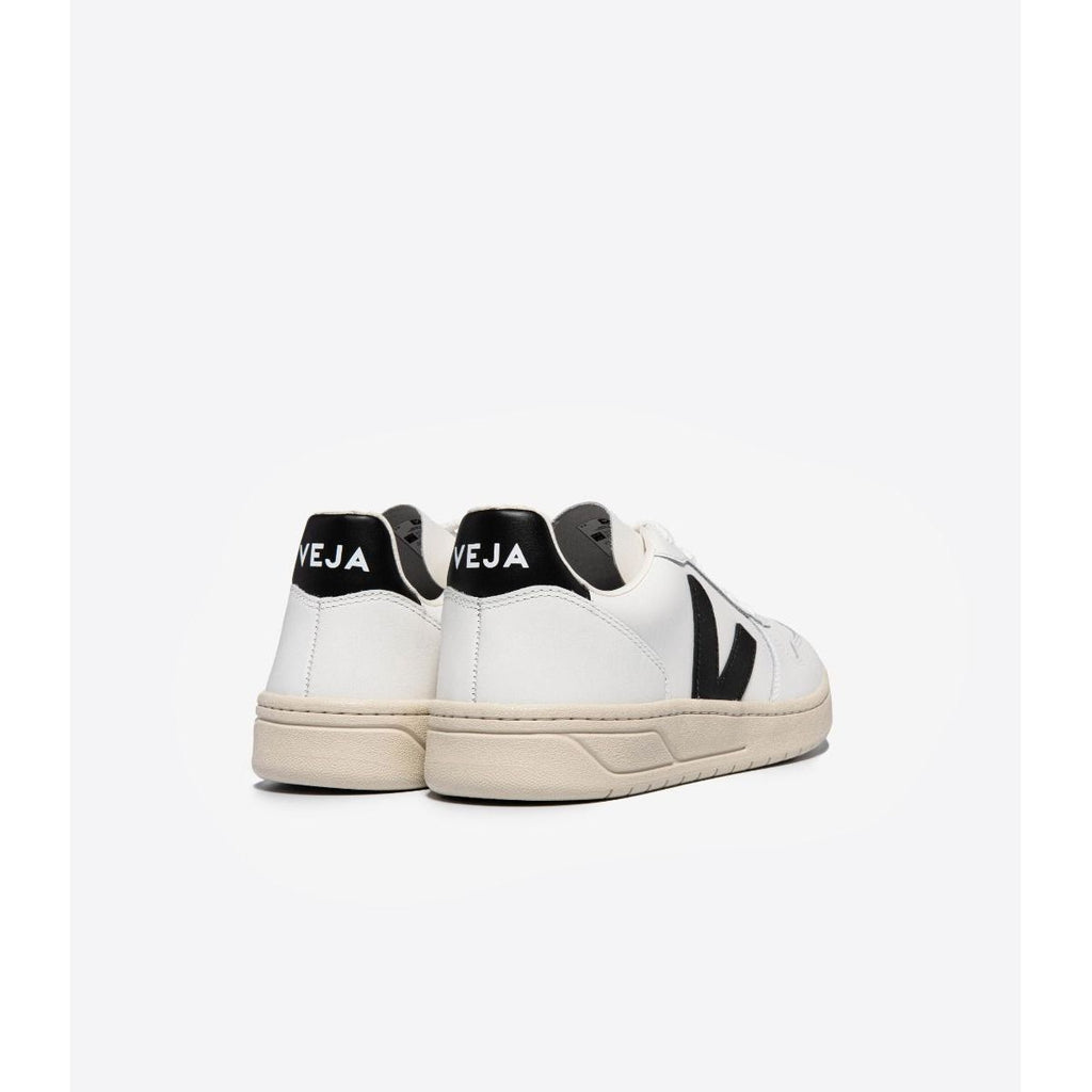 Veja Women's V-10 Leather Sneaker in White Black