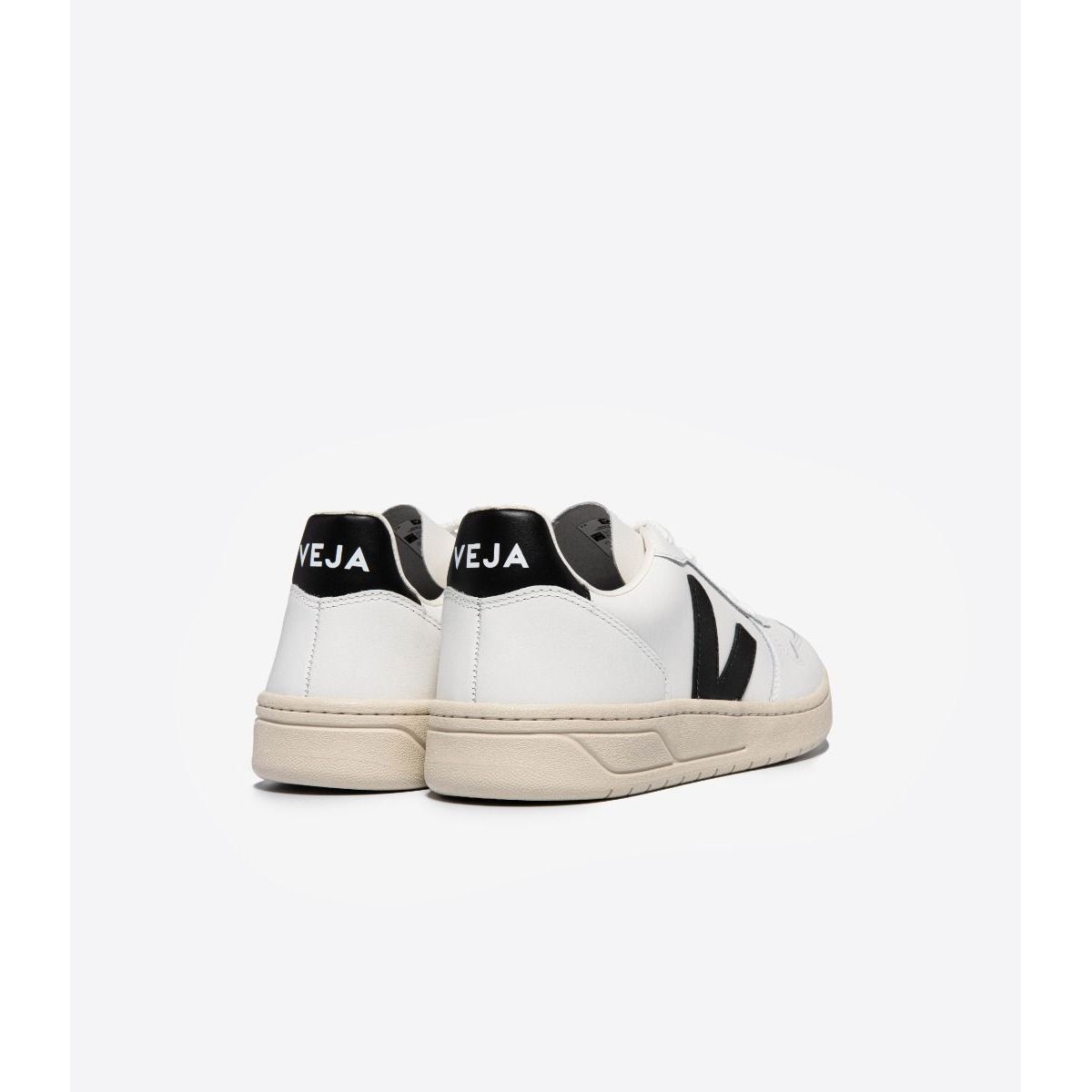 Veja Women's V-10 Leather Sneaker in White Black